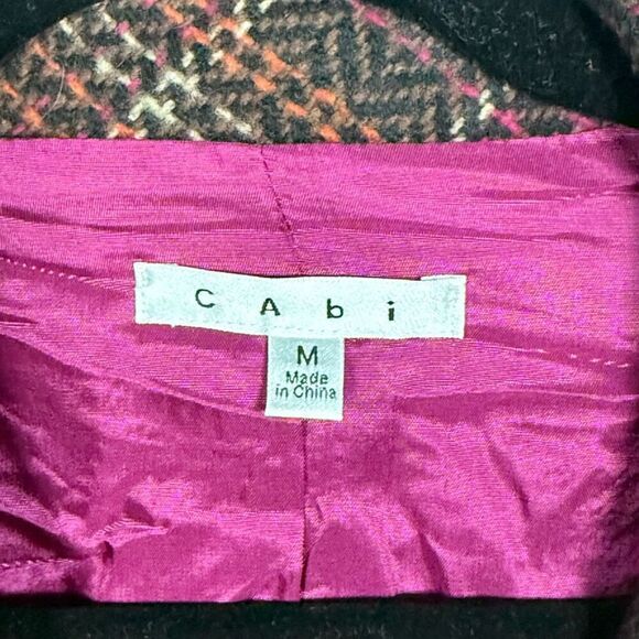 CAbi Tweed Plaid Cap‎ Sleeve Blazer Womens M Brown Wool Cottagecore Fall - Picture 6 of 9